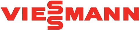 Rotes Viessmann-Logo mit modernen Buchstaben und stilisierten "S".