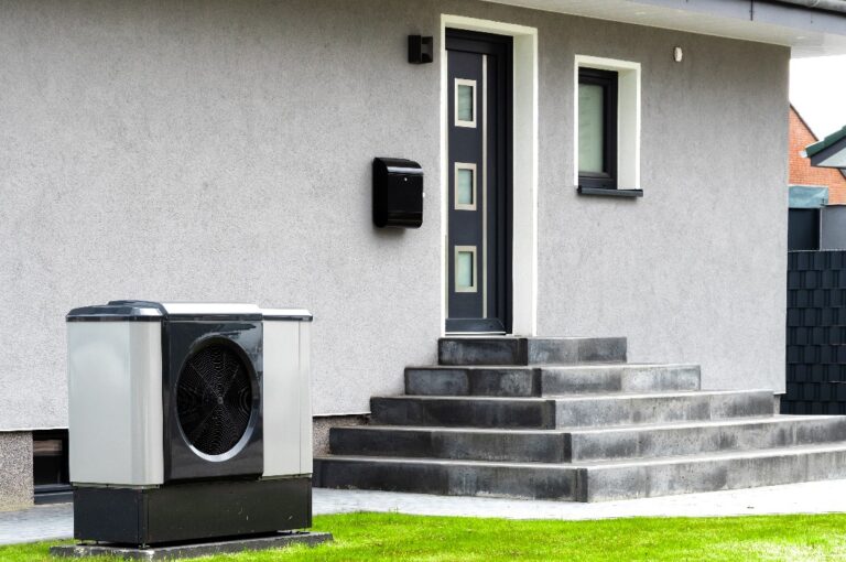 Modernes Haus mit einer Wärmepumpe